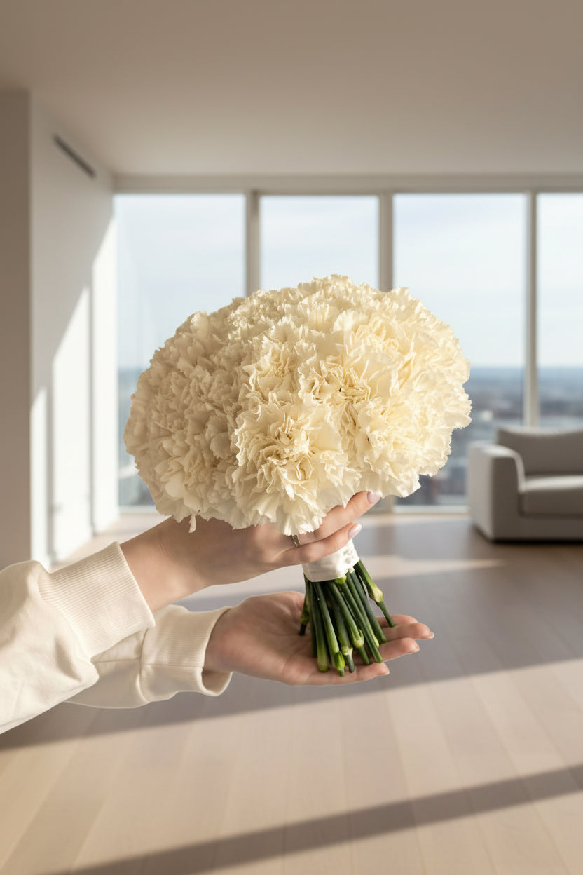White Velvet Bridal Bouquet