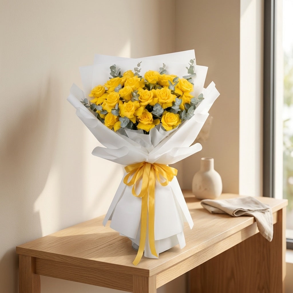 Sunlit Yellow Rose Bouquet