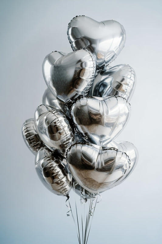 Silver Heart Balloons