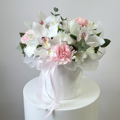 Elegant Orchid & Carnation Velvet Box