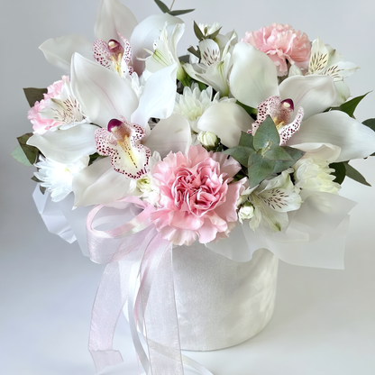 Elegant Orchid & Carnation Velvet Box