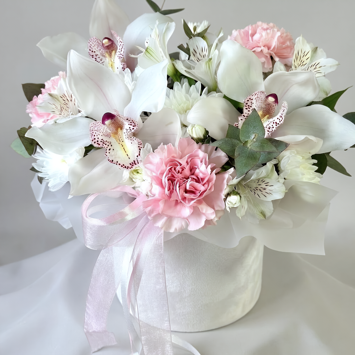 Elegant Orchid & Carnation Velvet Box