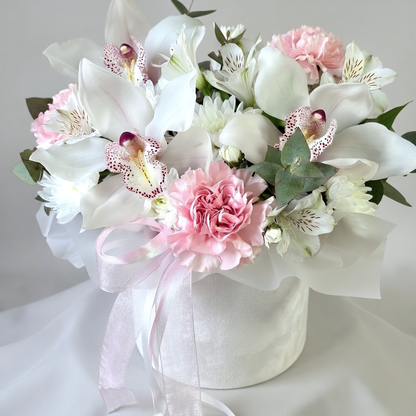 Elegant Orchid & Carnation Velvet Box